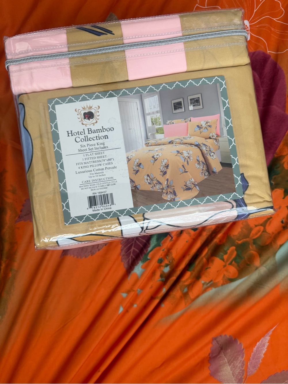 Hotel Collection Peach and Pink Floral King Sheet Set
